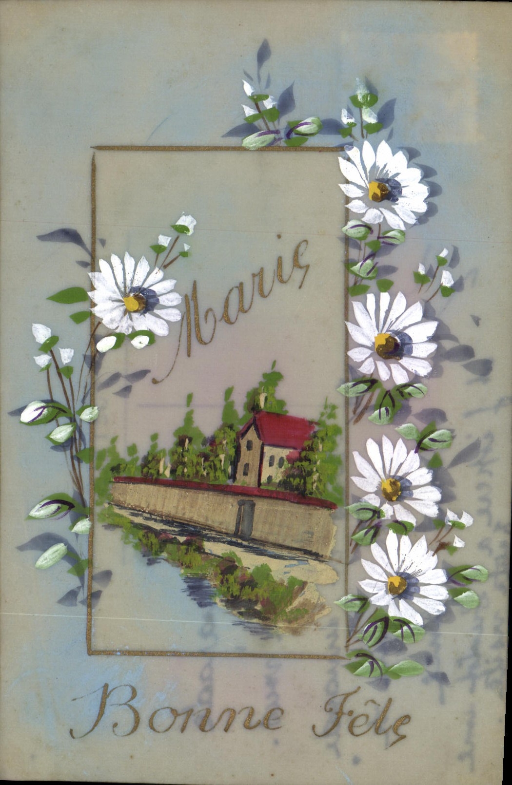 CPA Fantaisie Fleurs (decor a la main)