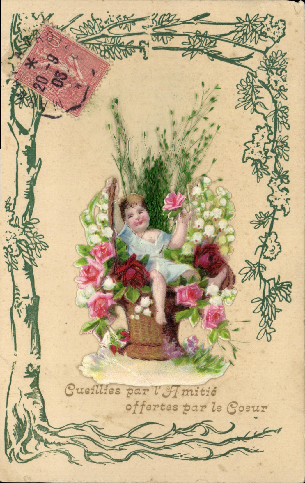 CPA Fantaisie Fleurs Enfant