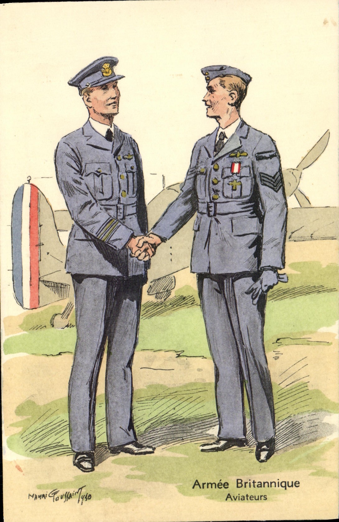 VINTAGE POSTCARD Armed British English Militaria Aviators Aviation Plane