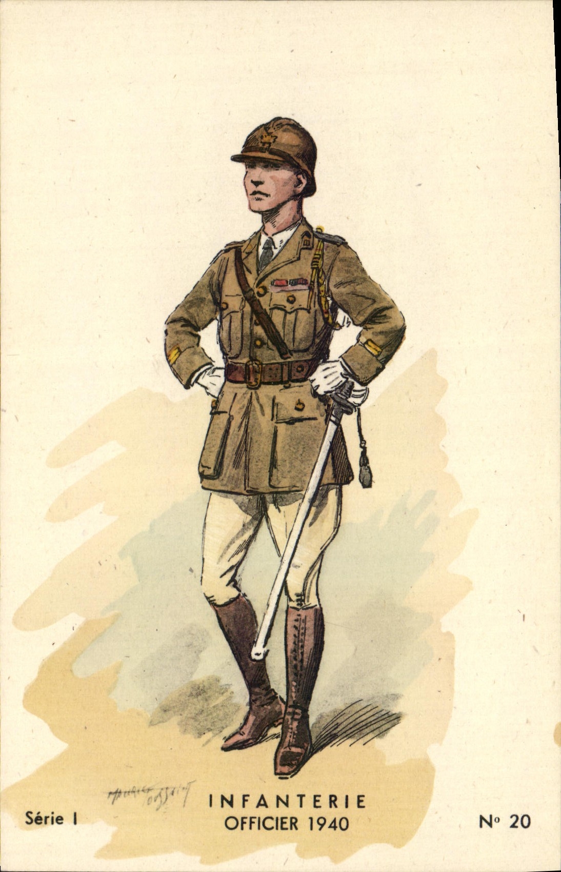 CPA Militaria Infanterie Officier 1940