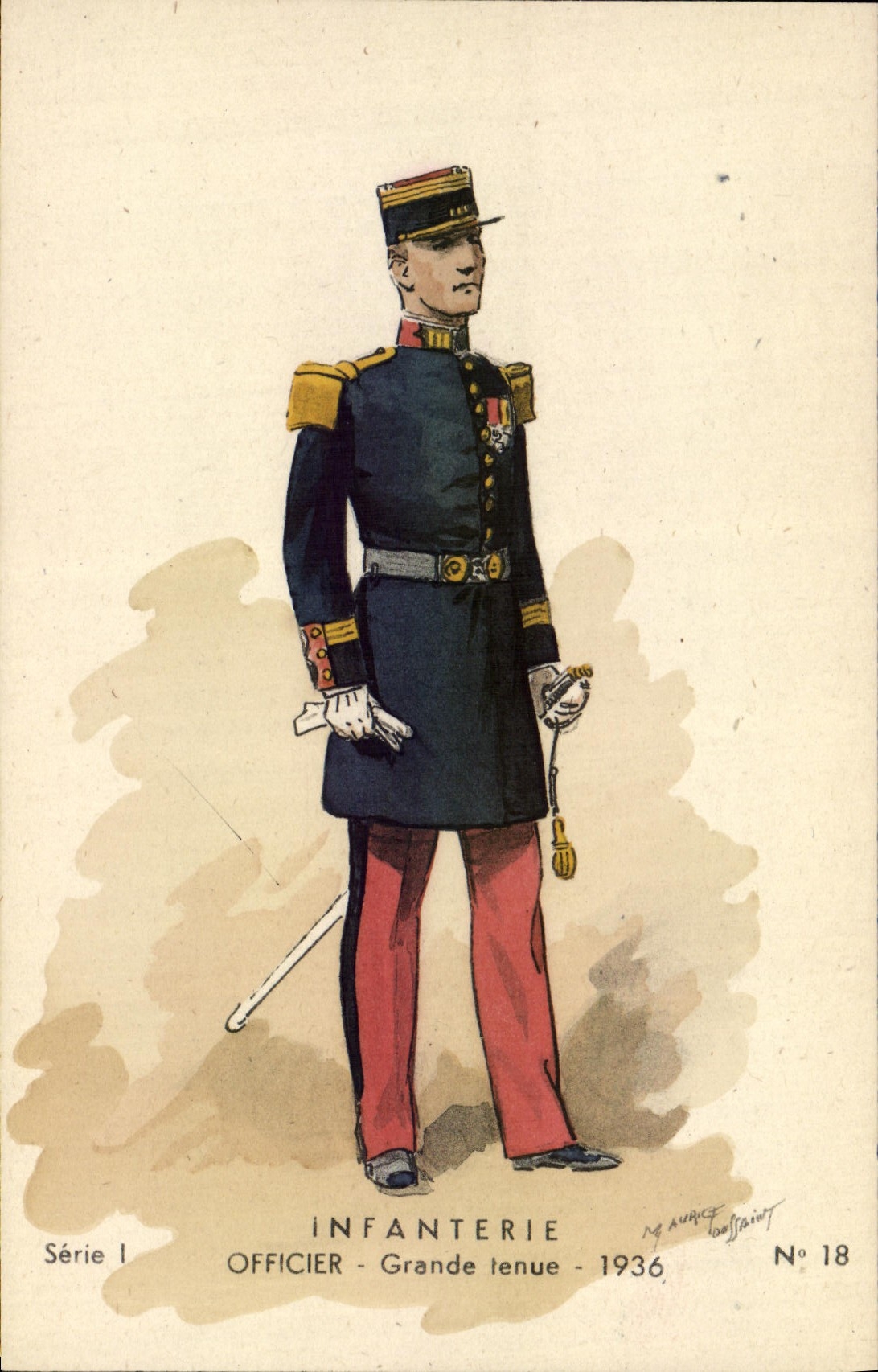 CPA Militaria Infanterie Officier Grande Tenue 1936 