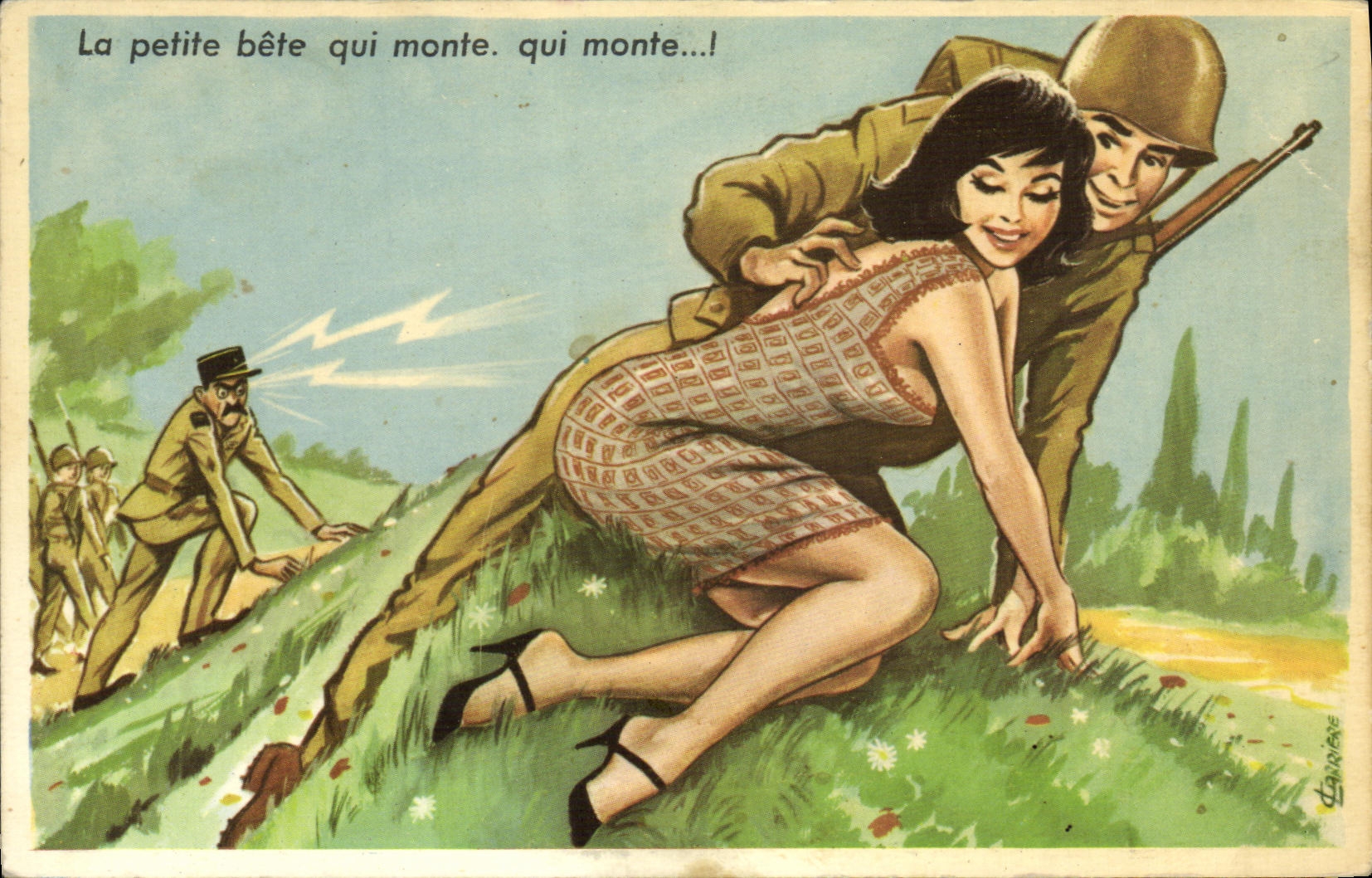 VINTAGE POSTCARD Militaria Soldier Pine Up