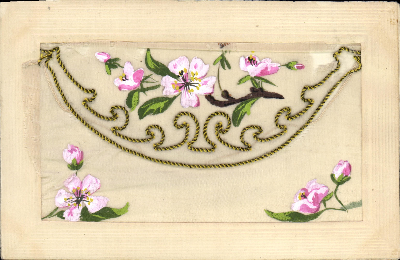 CPA Fantaisie Fleurs Brodee