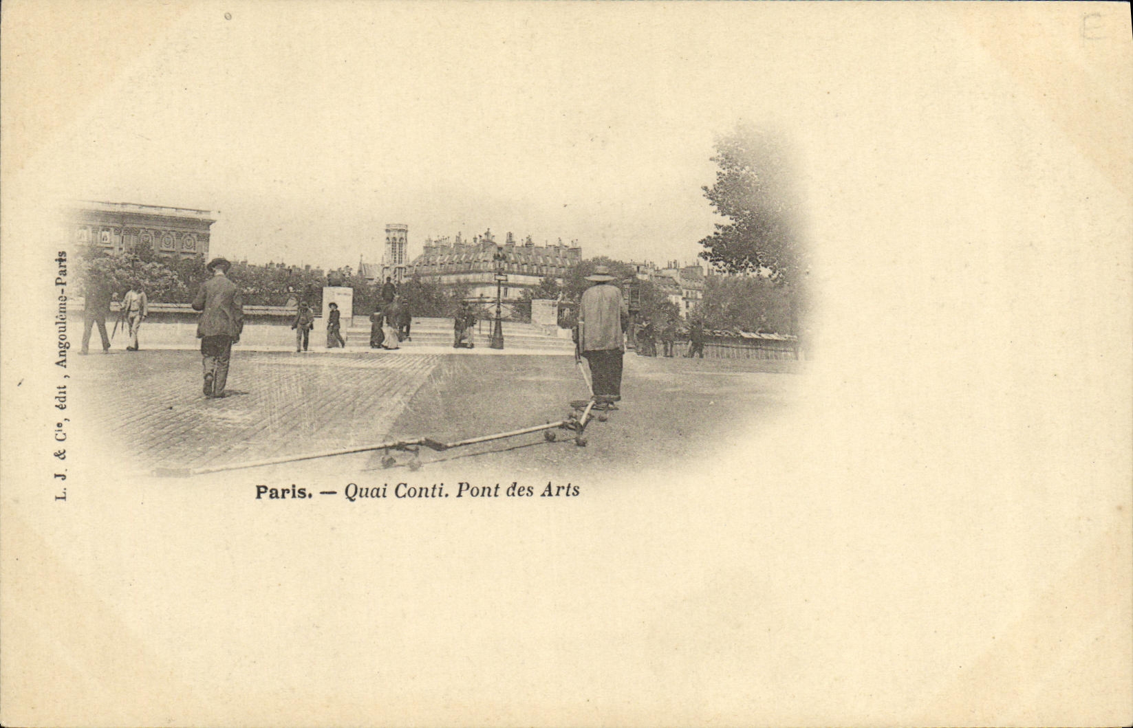 VINTAGE POSTCARD Paris Quay Conti Bridge of arts