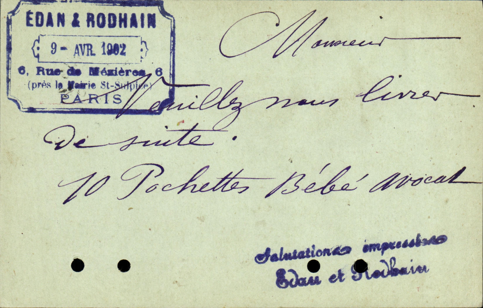 Carte Edhan et Rodhain Rue de Mezieres pres la Mairie St Sulpice