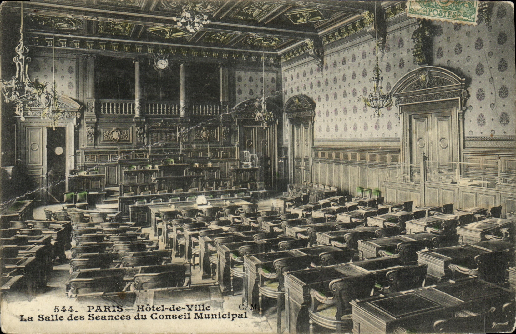 CPA Paris Hotel de ville La salle des seances du Conseil municipal
