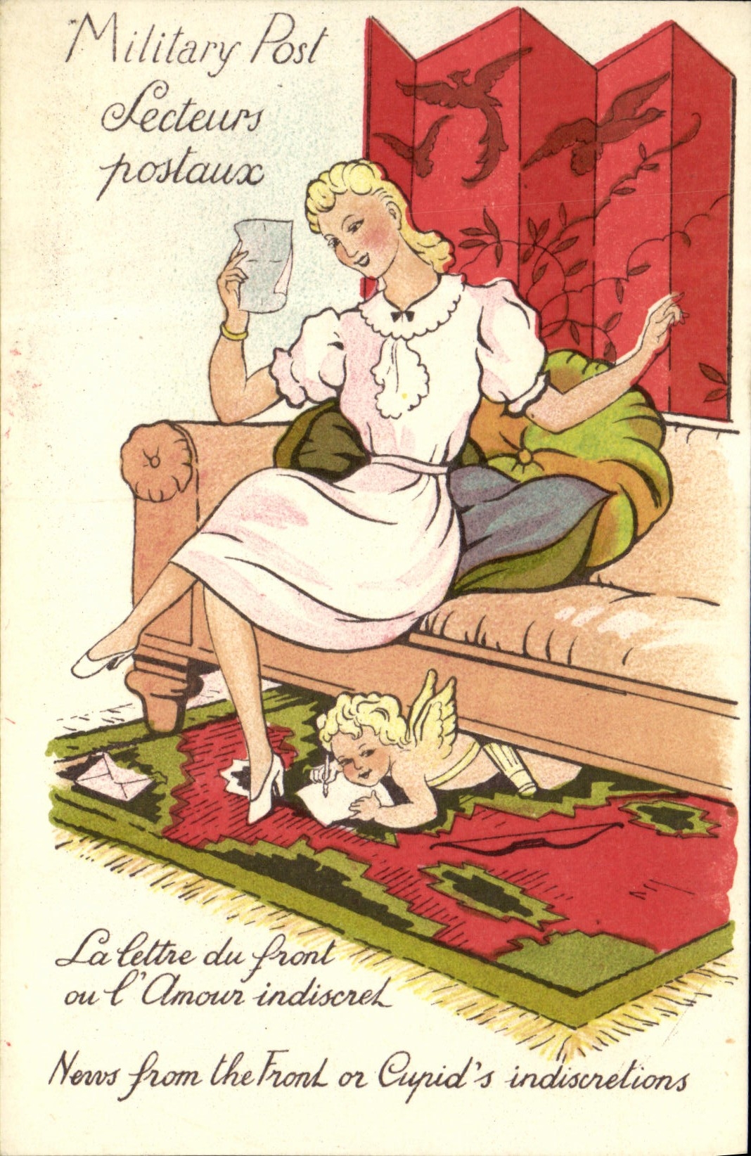 CPA Militaria La lettre du front Ange Femme