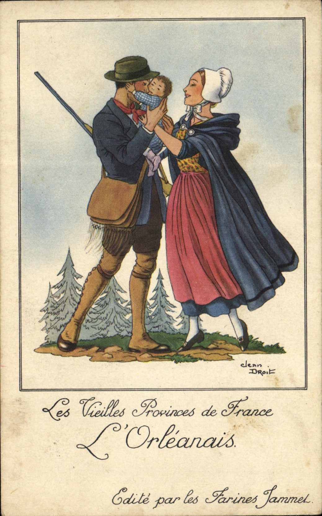 CPA L'Orleanais Farines Jammet Chasse Chasseur Folklore 