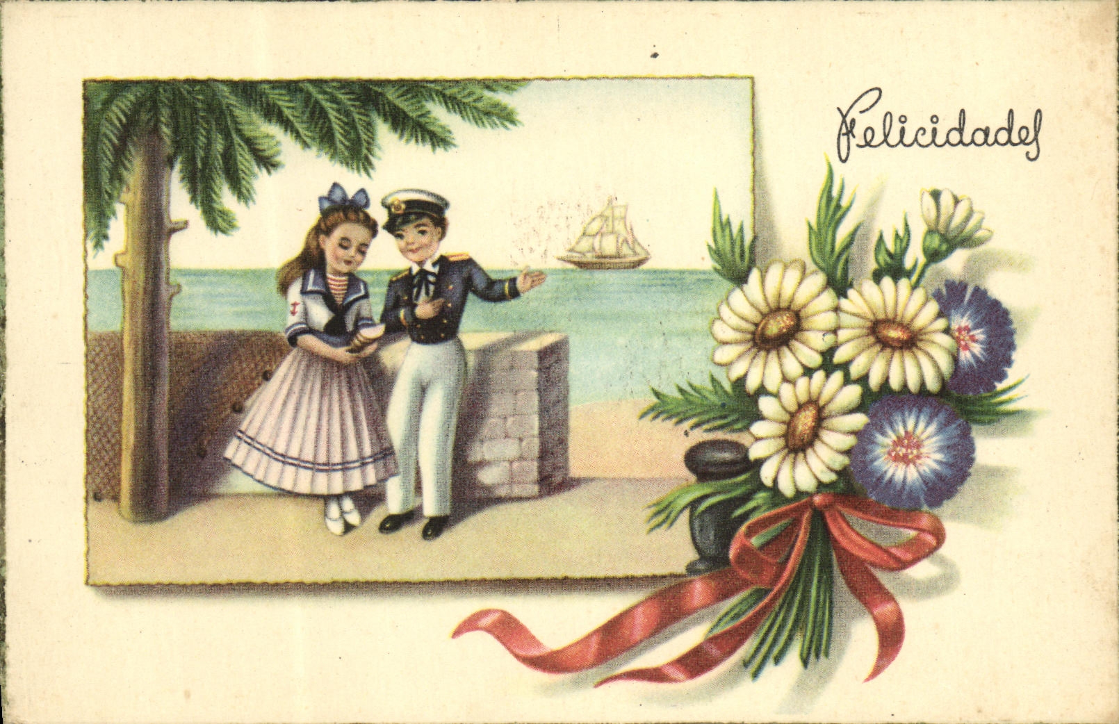 CPA Fantaisie Marin Bateau Enfants