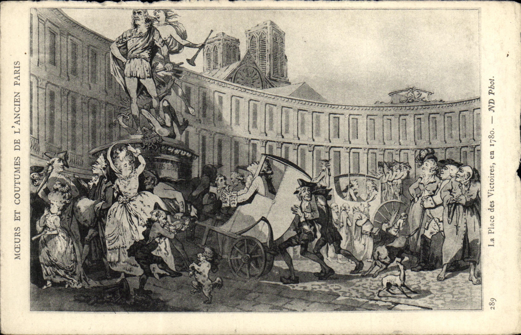 VINTAGE POSTCARD Moeurs of old Paris Places Victories 1780