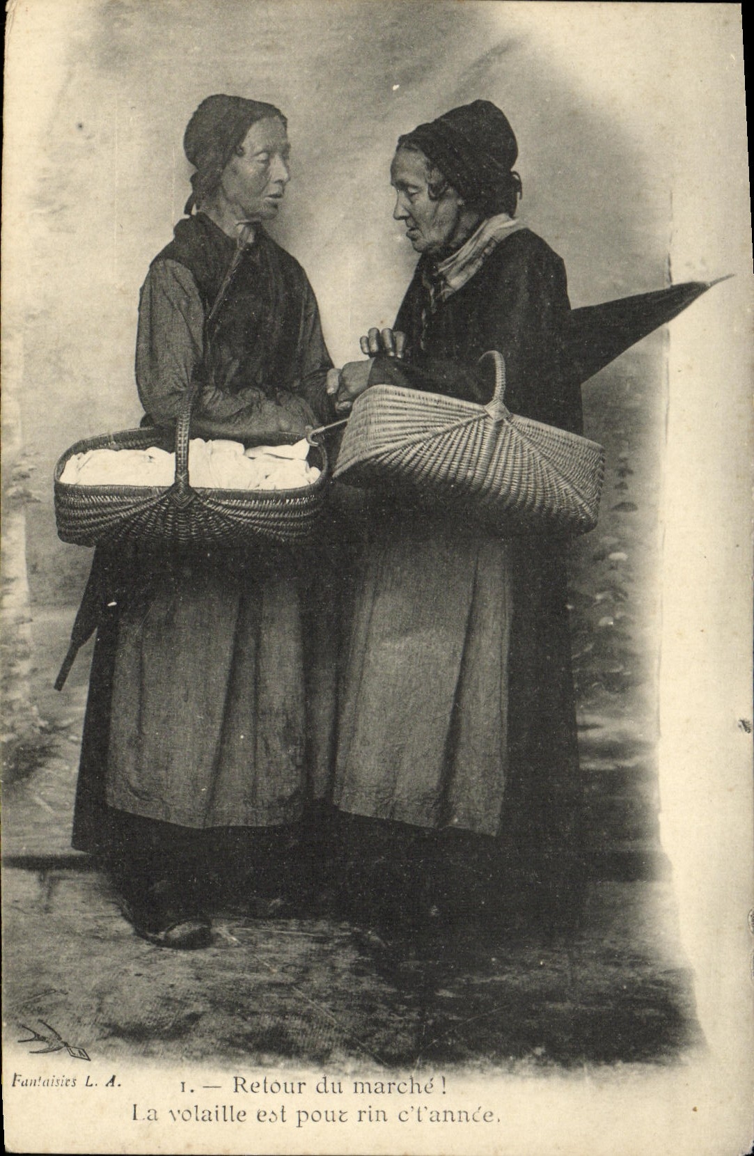 CPA Retour du marche Folklore Femmes 