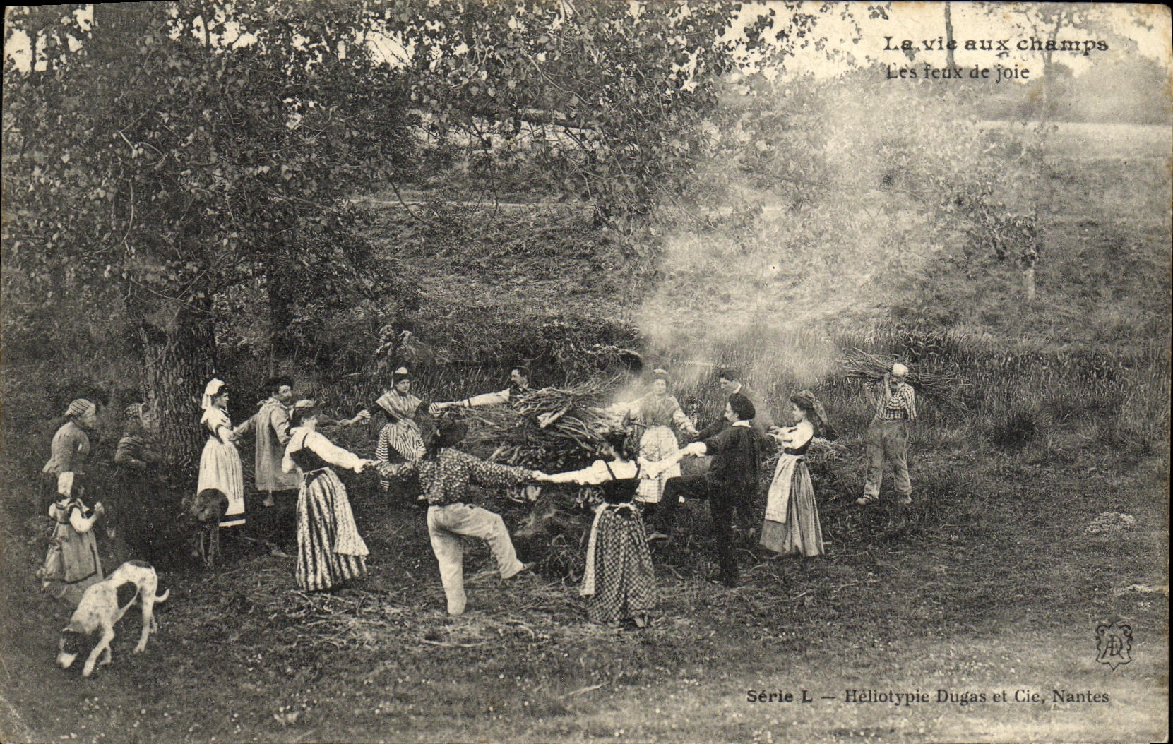 VINTAGE POSTCARD country life bonfires Folklore