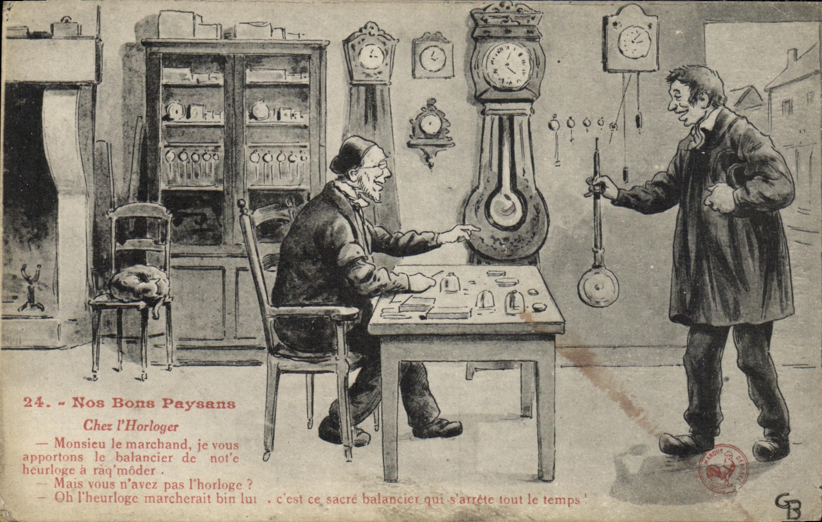 CPA Folklore Nos bons paysans Chez l'horloger