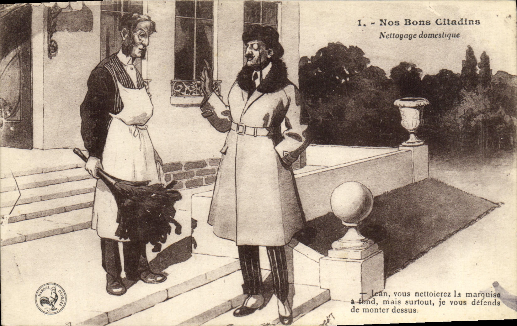 CPA Folklore Nos bons citadins Nettoyage domestique 