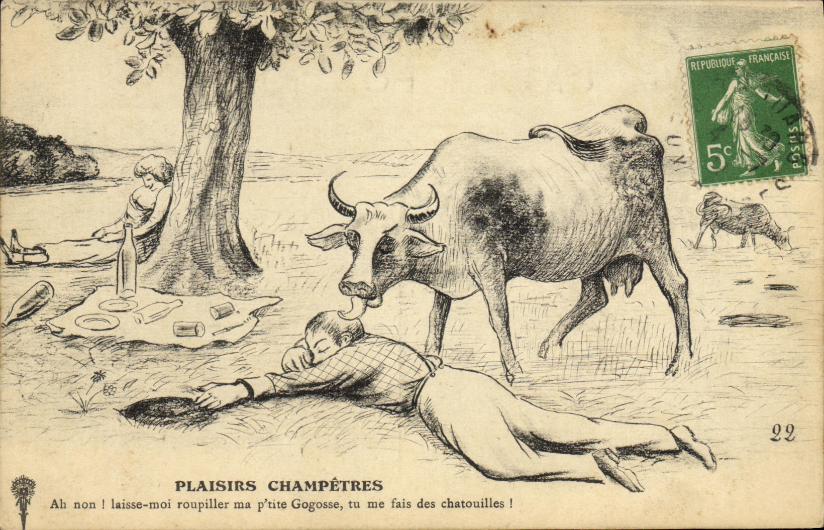 CPA Folklore Plaisirs champetres Vache