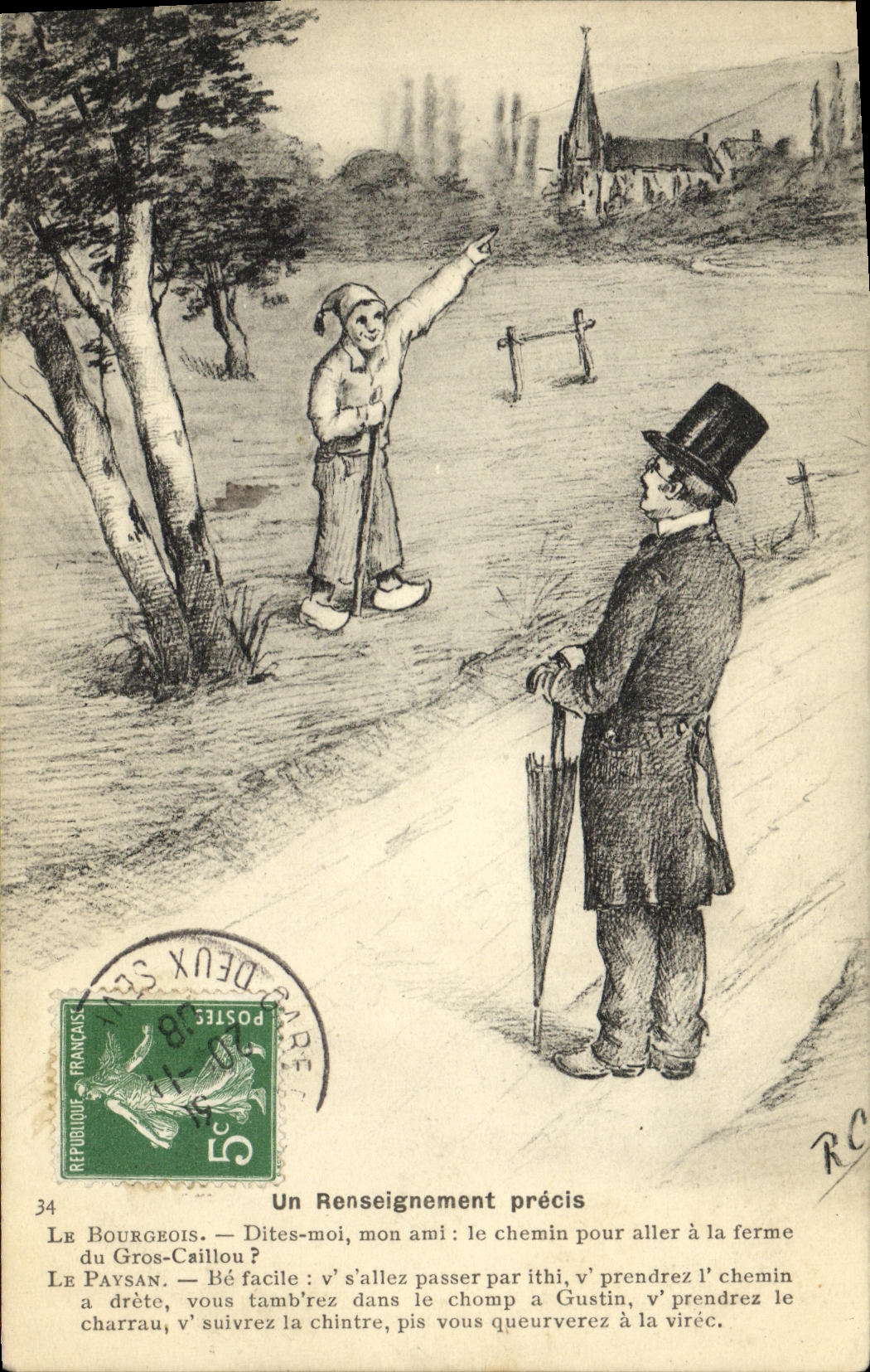 CPA Un renseignement precis Folklore 