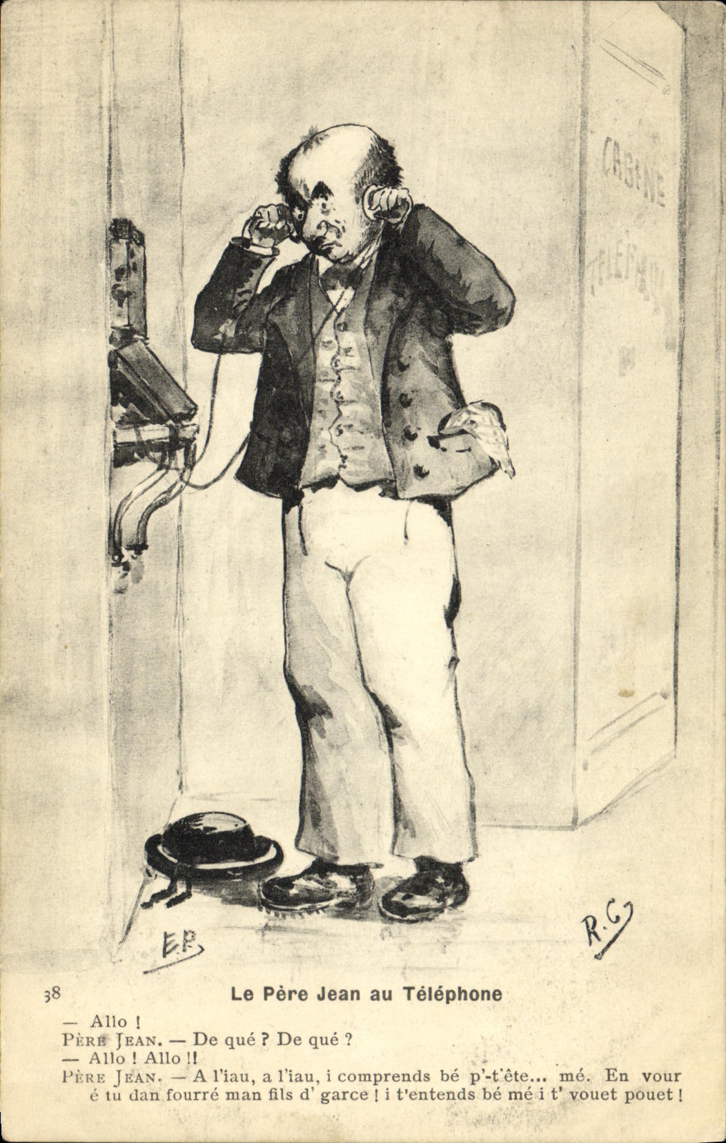 CPA Le pere Jeana u telephone Folklore 