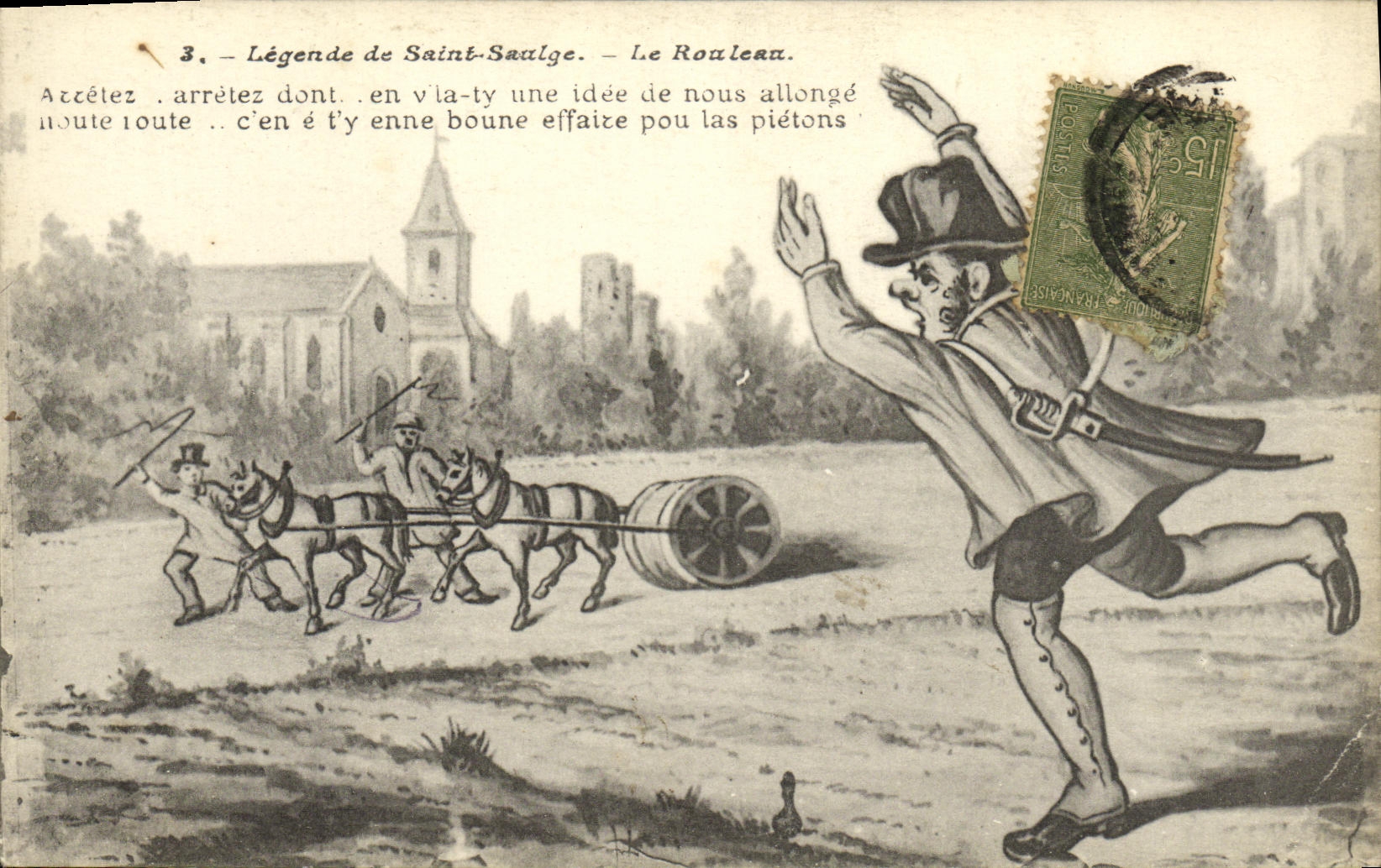 CPA Legende de Saint Saulge Le rouleau Folklore 