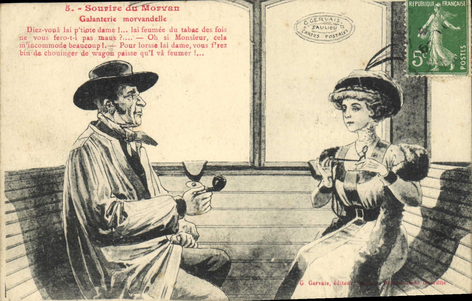 CPA Sourire du Morvan Galanterie morvandelle Train