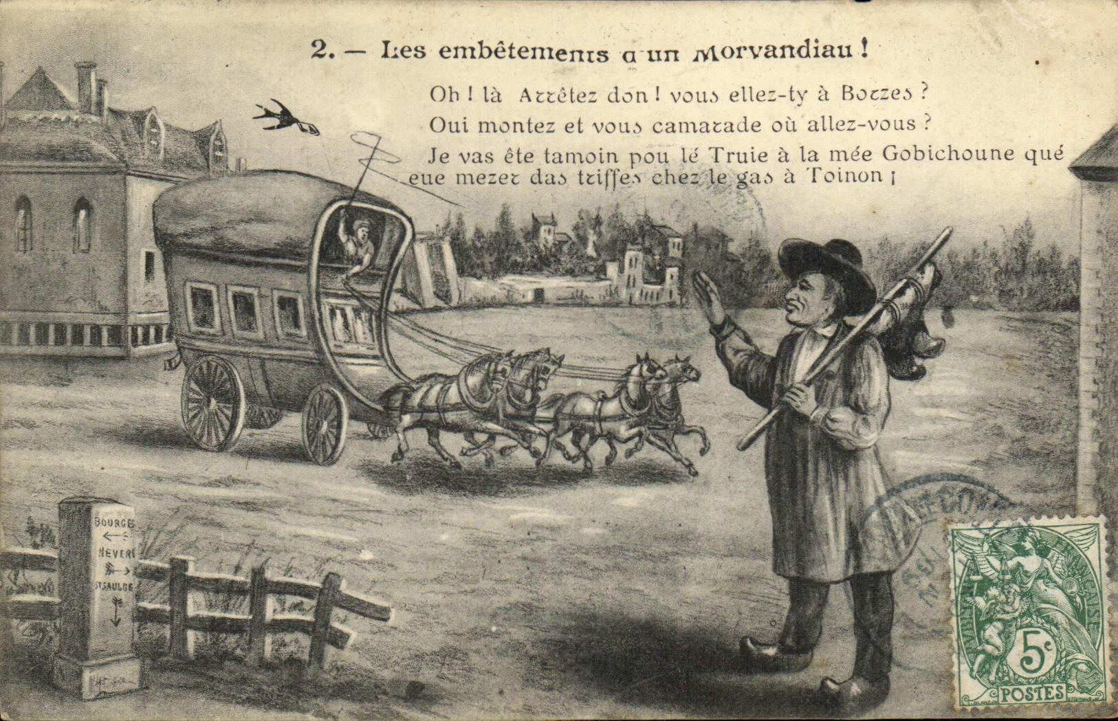 CPA Les embetements d'un Morvandiau 