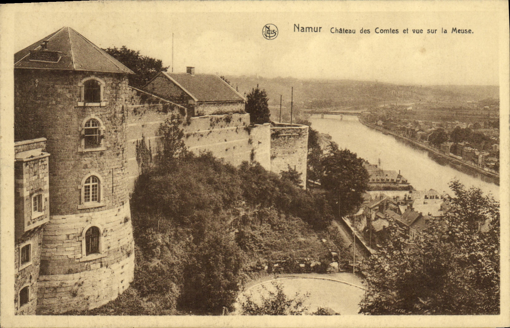 VINTAGE POSTCARD Namur Castle of the Counts and sight on the Meuse
