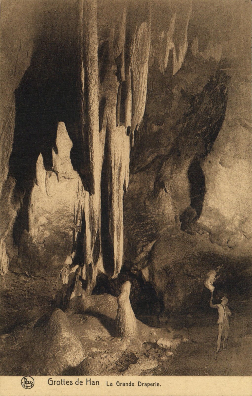 VINTAGE POSTCARD Caves of Han great drapery