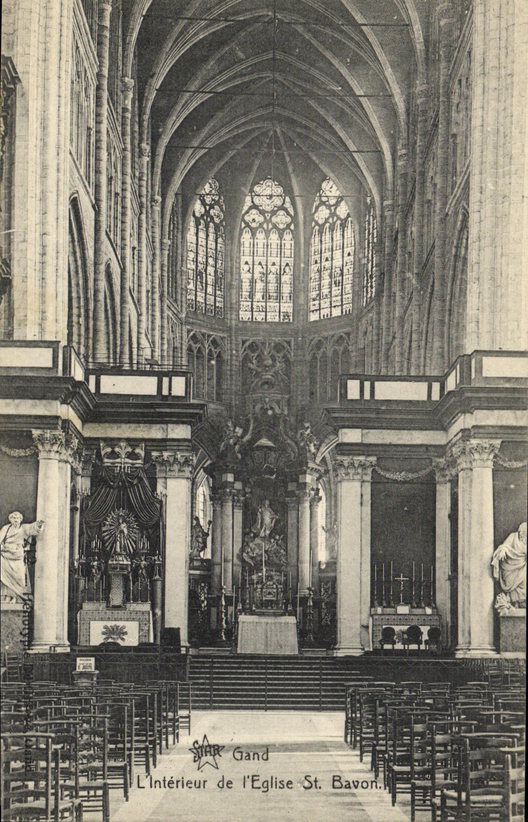 VINTAGE POSTCARD Ghent LInterieur of the Church St Bavon