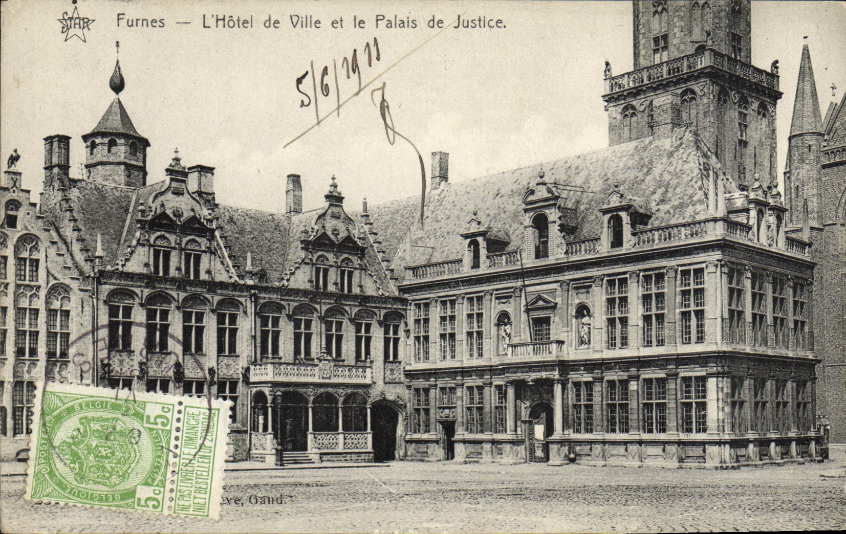 VINTAGE POSTCARD Furnes the Town hall and Law courts