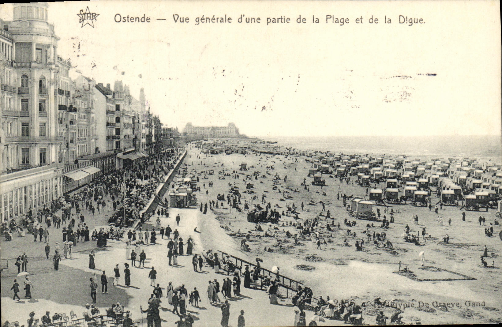 VINTAGE POSTCARD Ostend View of part of the Beach and Dam
