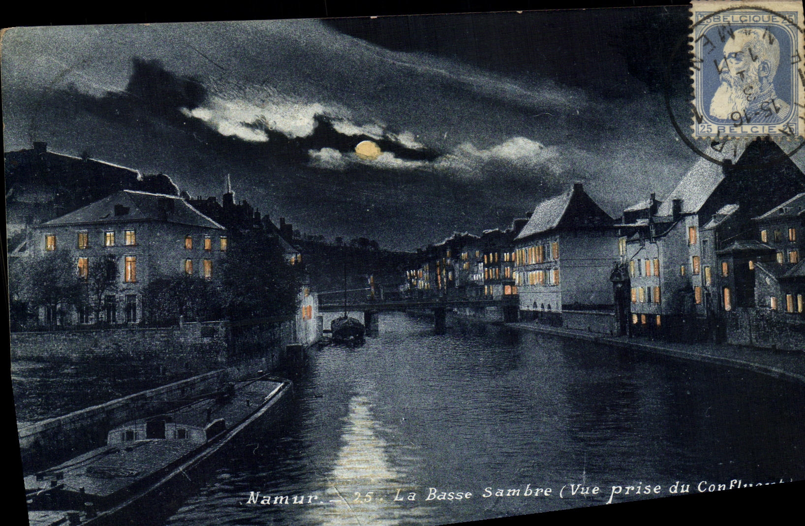 VINTAGE POSTCARD Namur low Sambre Seen from of the confluence