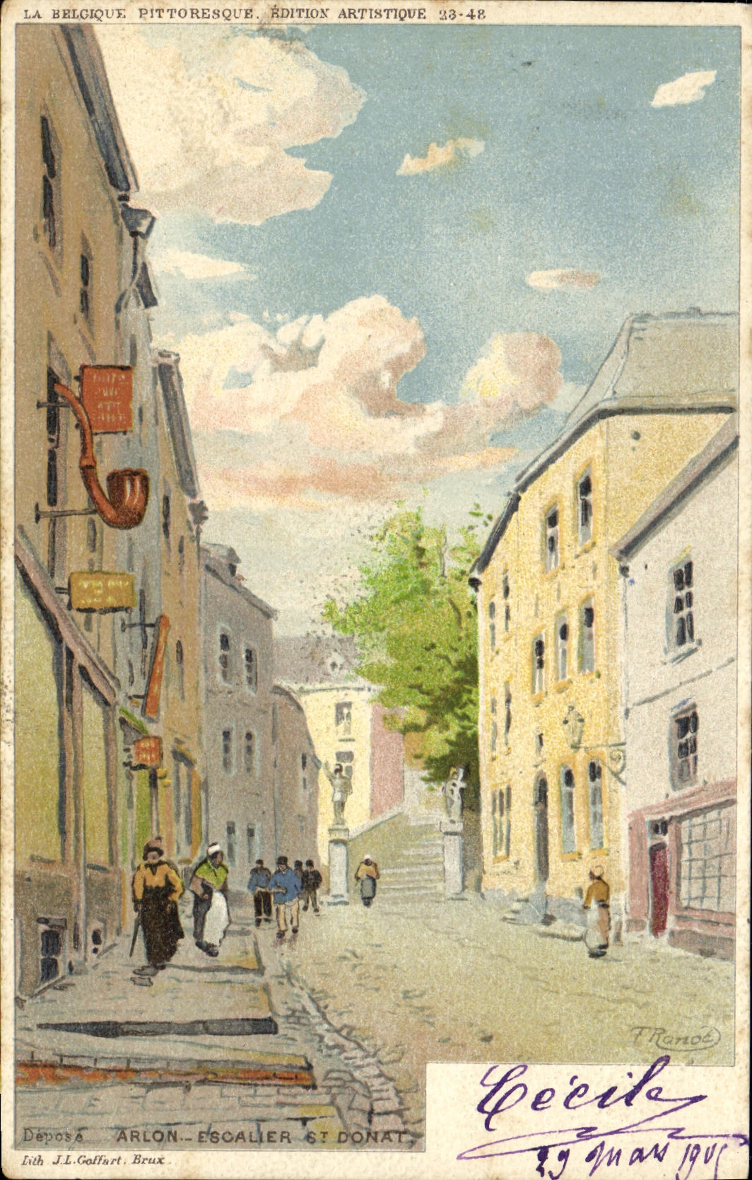 VINTAGE POSTCARD Arlon Staircase St Donat