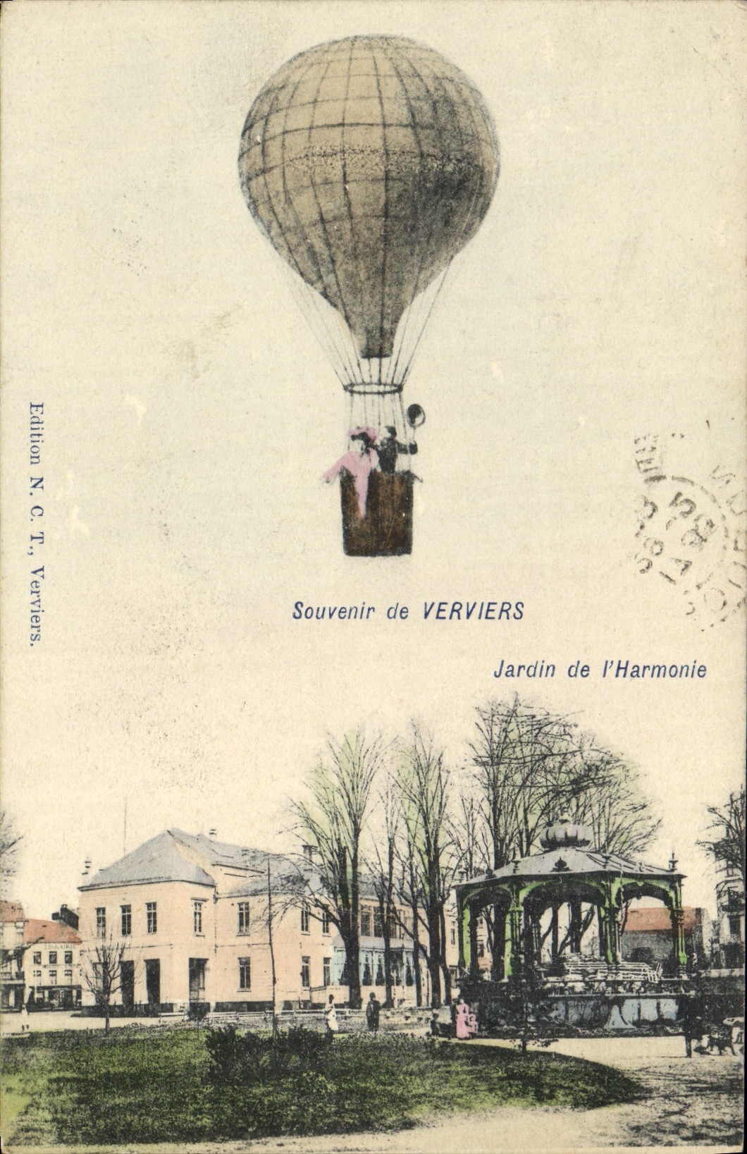 VINTAGE POSTCARD Verviers Balloon Dirigeale Garden of the harmony Balloon