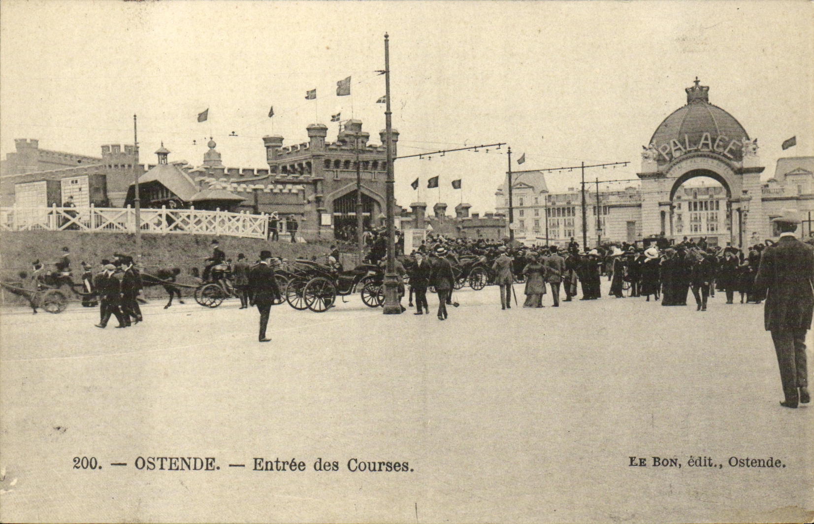 VINTAGE POSTCARD Ostend Entered of the races Hippisme Horses De luxe hotel