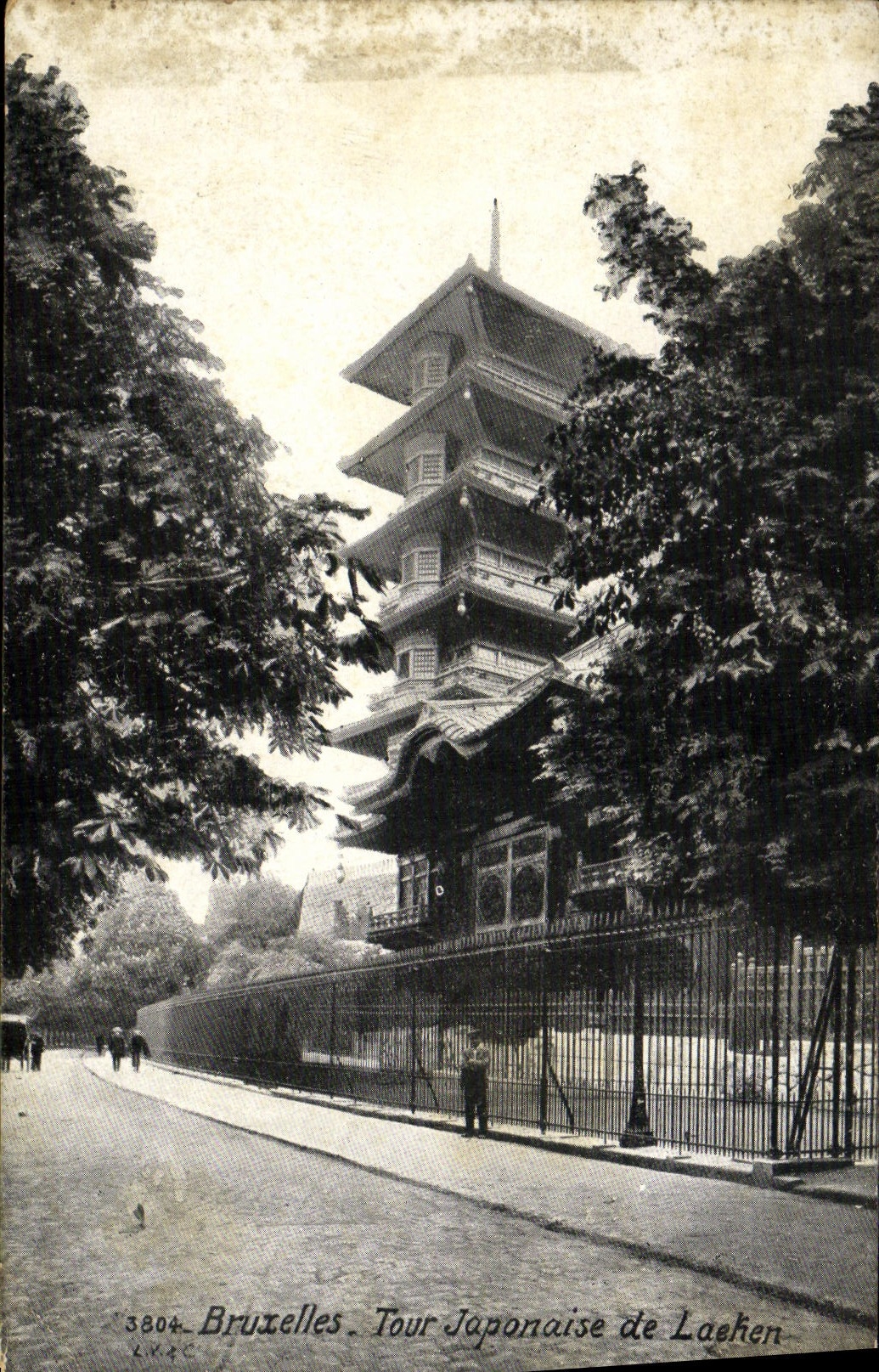 VINTAGE POSTCARD Brussels Japanese Tower of Laeken
