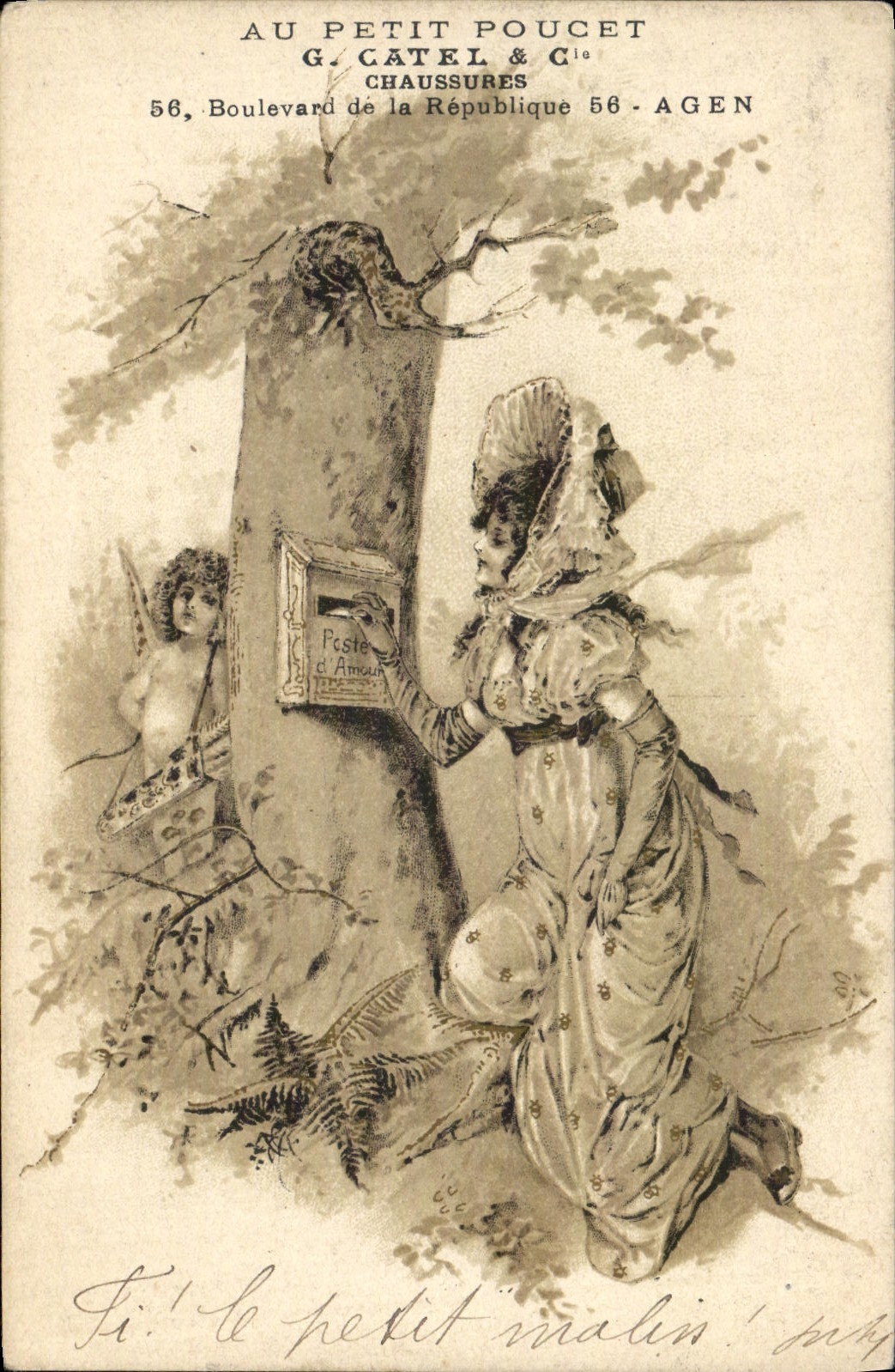 CPA Fantaisie Femme Ange Au petit Poucet Chaussure Boulevard de la Republique