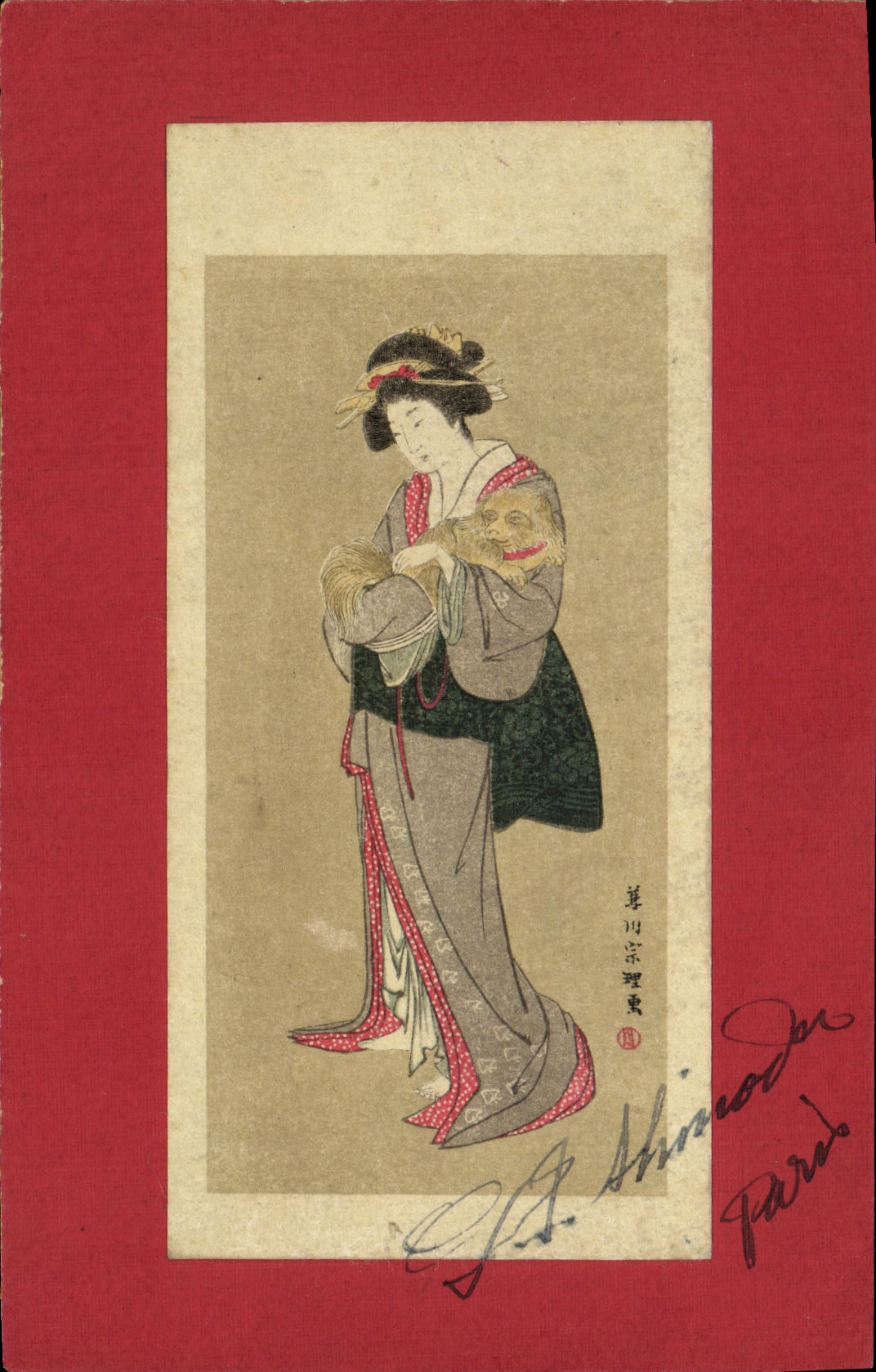 CPA Femme Japon Nippon dedicace Shimodo Paris 