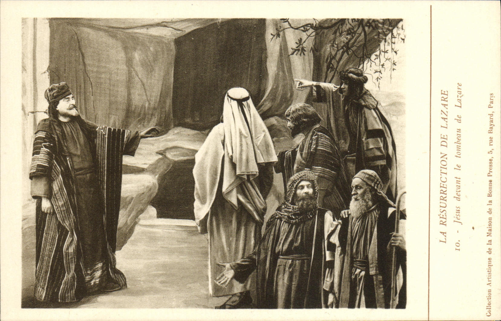 VINTAGE POSTCARD Resurrection of Lazare Jesus in front of the tomb of Lazare