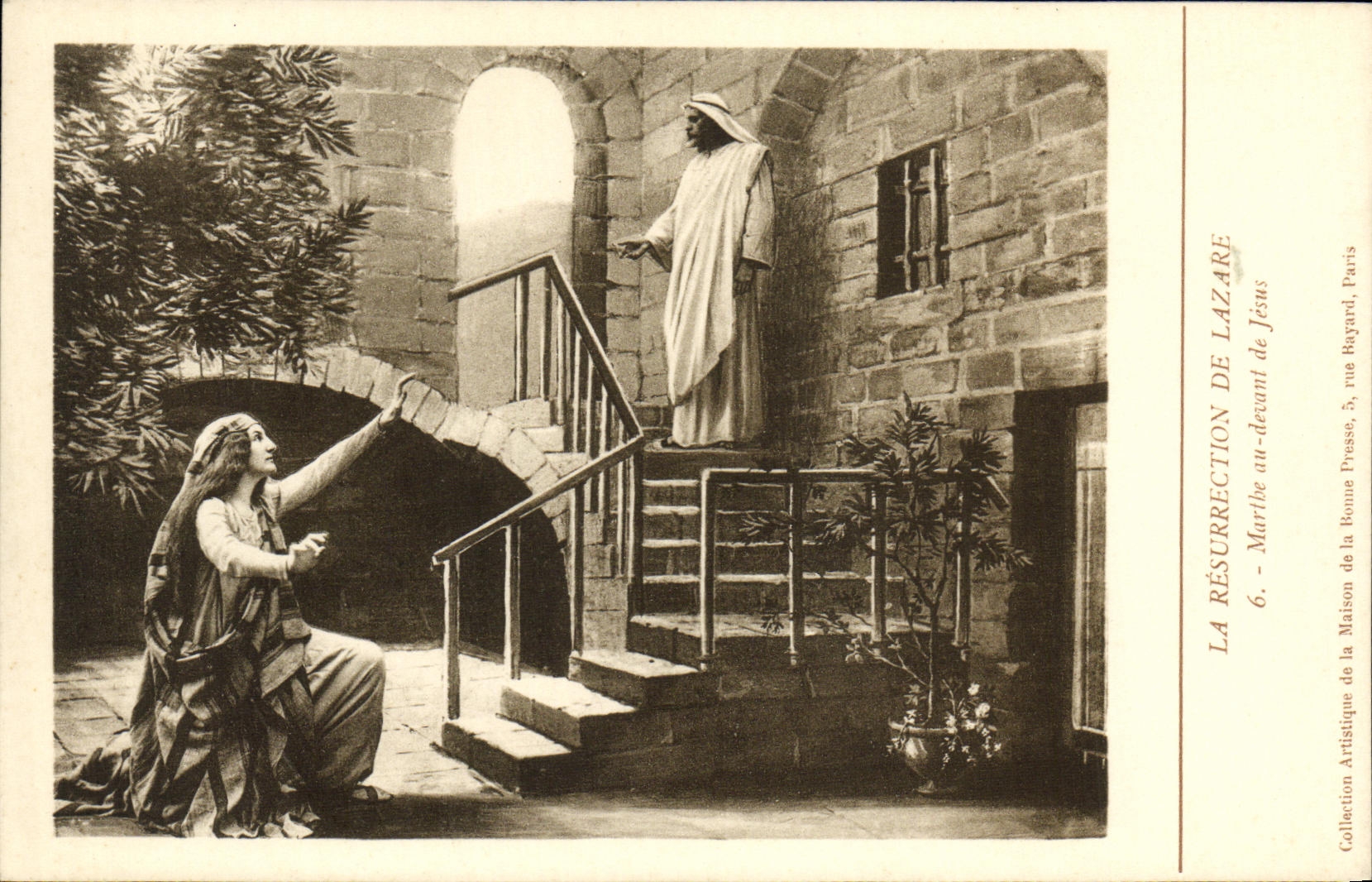 VINTAGE POSTCARD Resurrection of Lazare Marthe to the front of Jesus