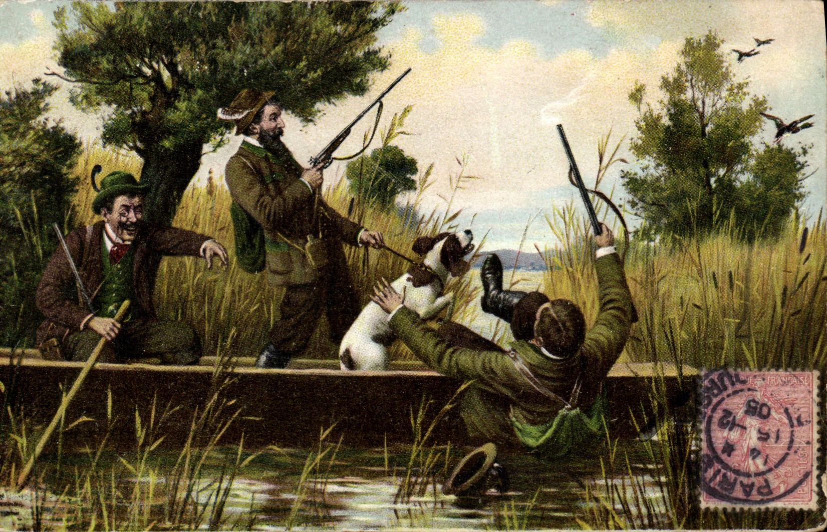 VINTAGE POSTCARD Hunting Hunter