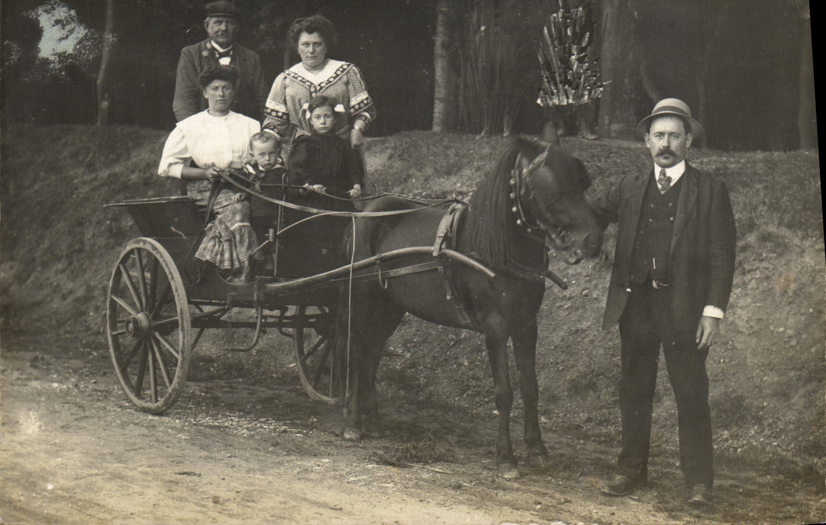 Real photo Barouche in family Mehun Horse on Yevre