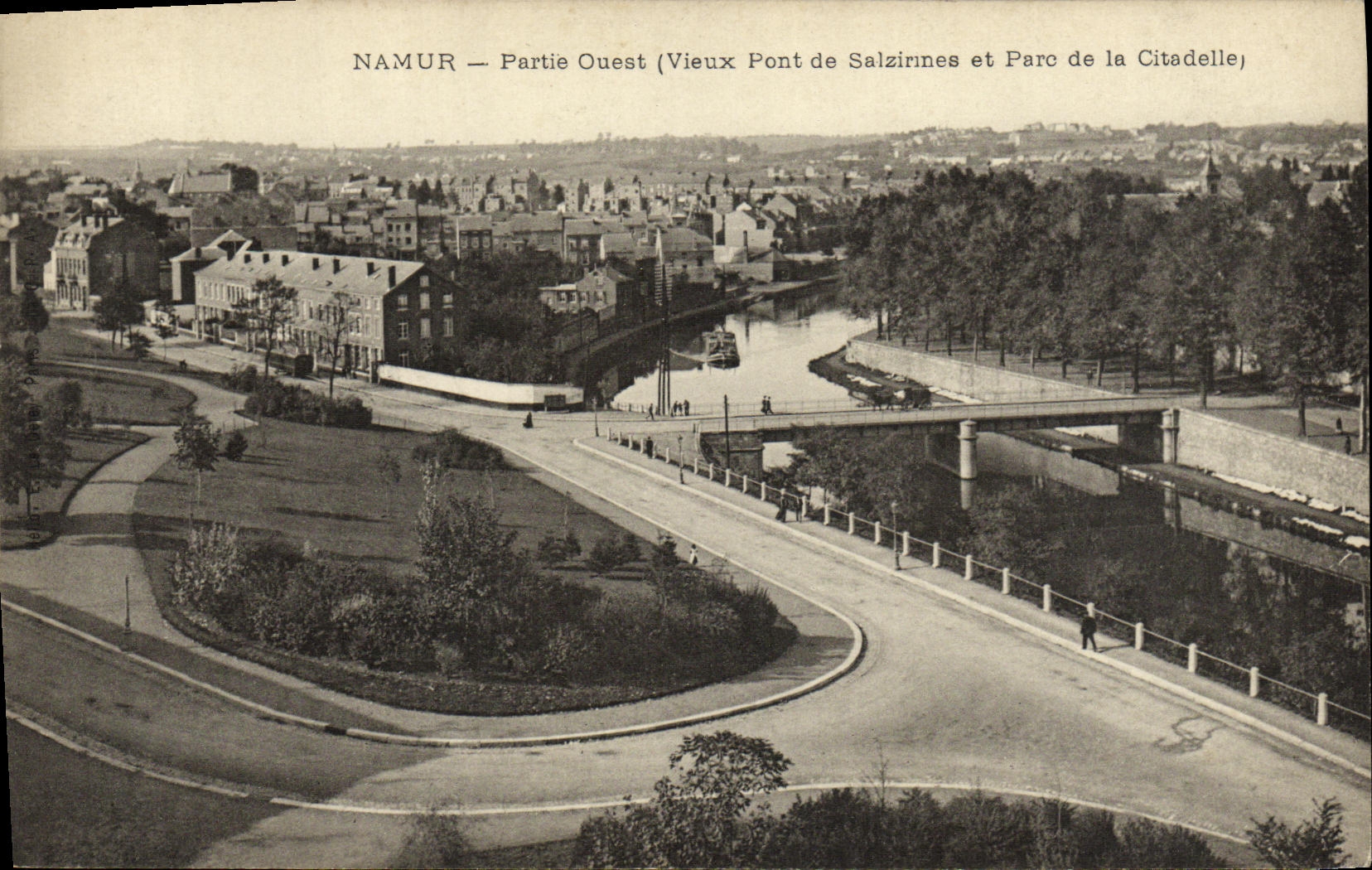 VINTAGE POSTCARD Namur Left Western Old man bridge salzirines and park of the citadel