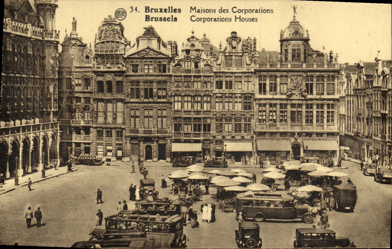 Casa de Bruselas de la POSTAL de la VENDIMIA de las corporaciones