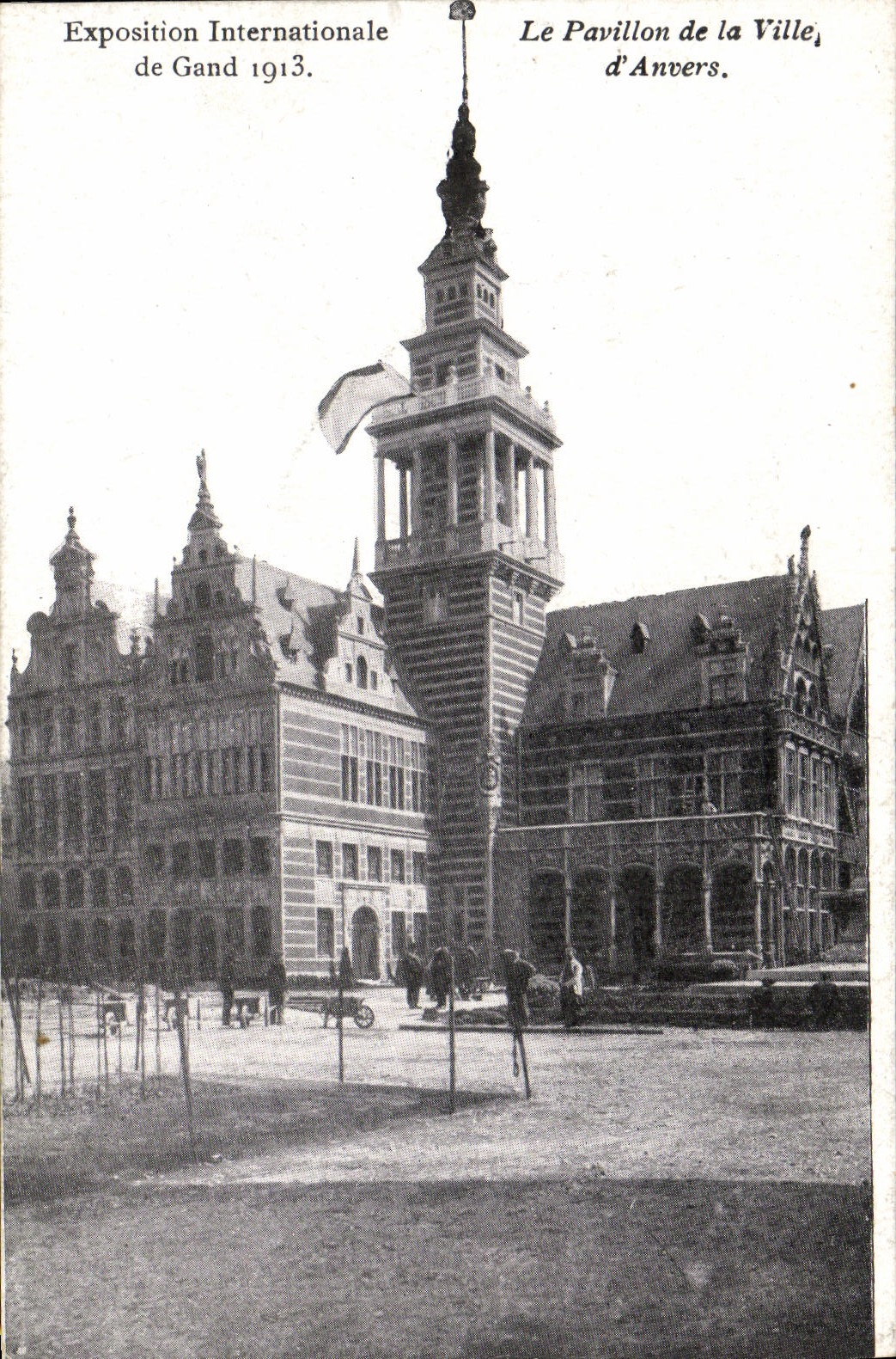 VINTAGE POSTCARD International exhibition Ghent 1913 the house of the town of Antwerp