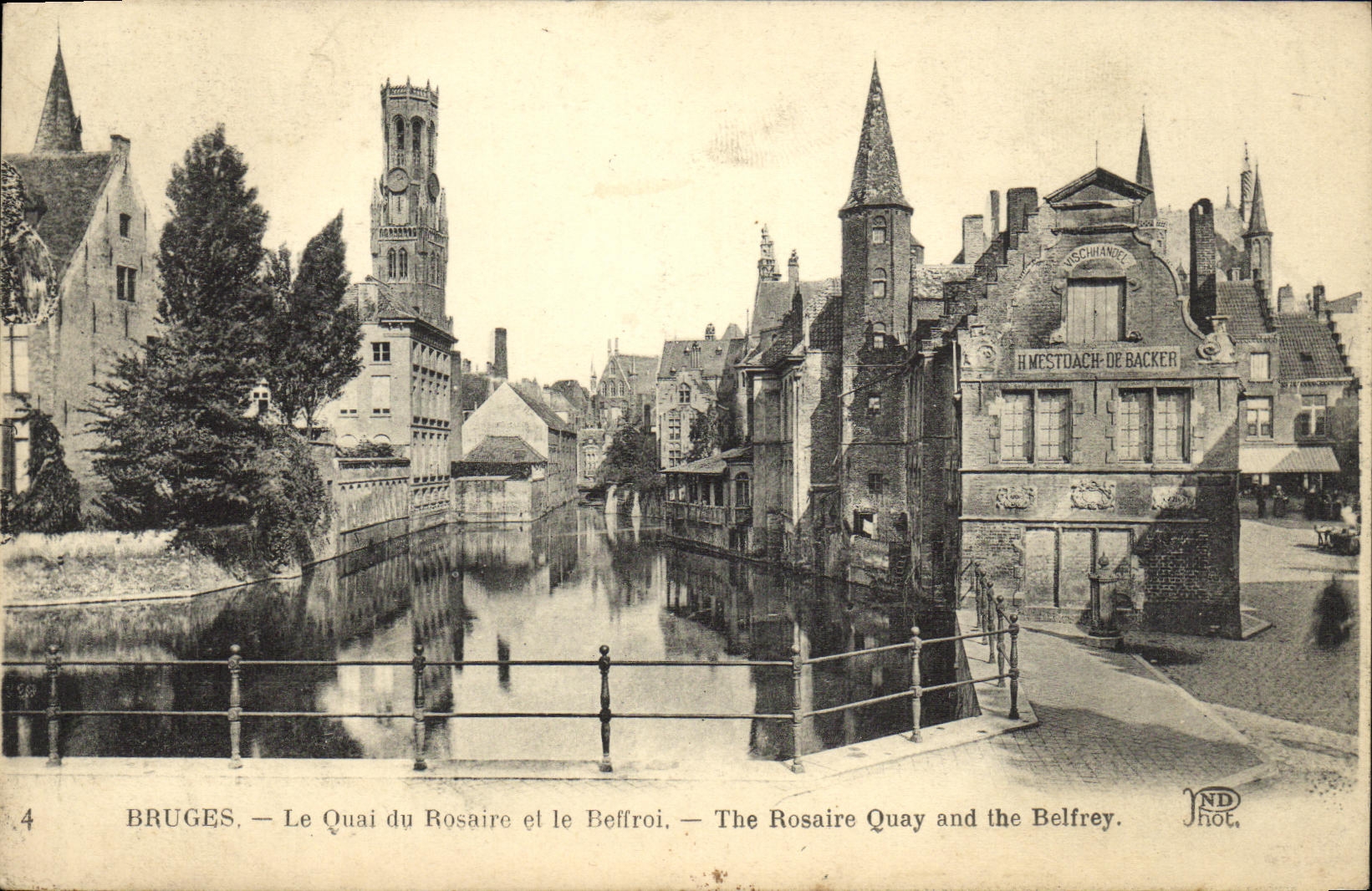 VINTAGE POSTCARD Bruges the quay of the rosary and the belfry