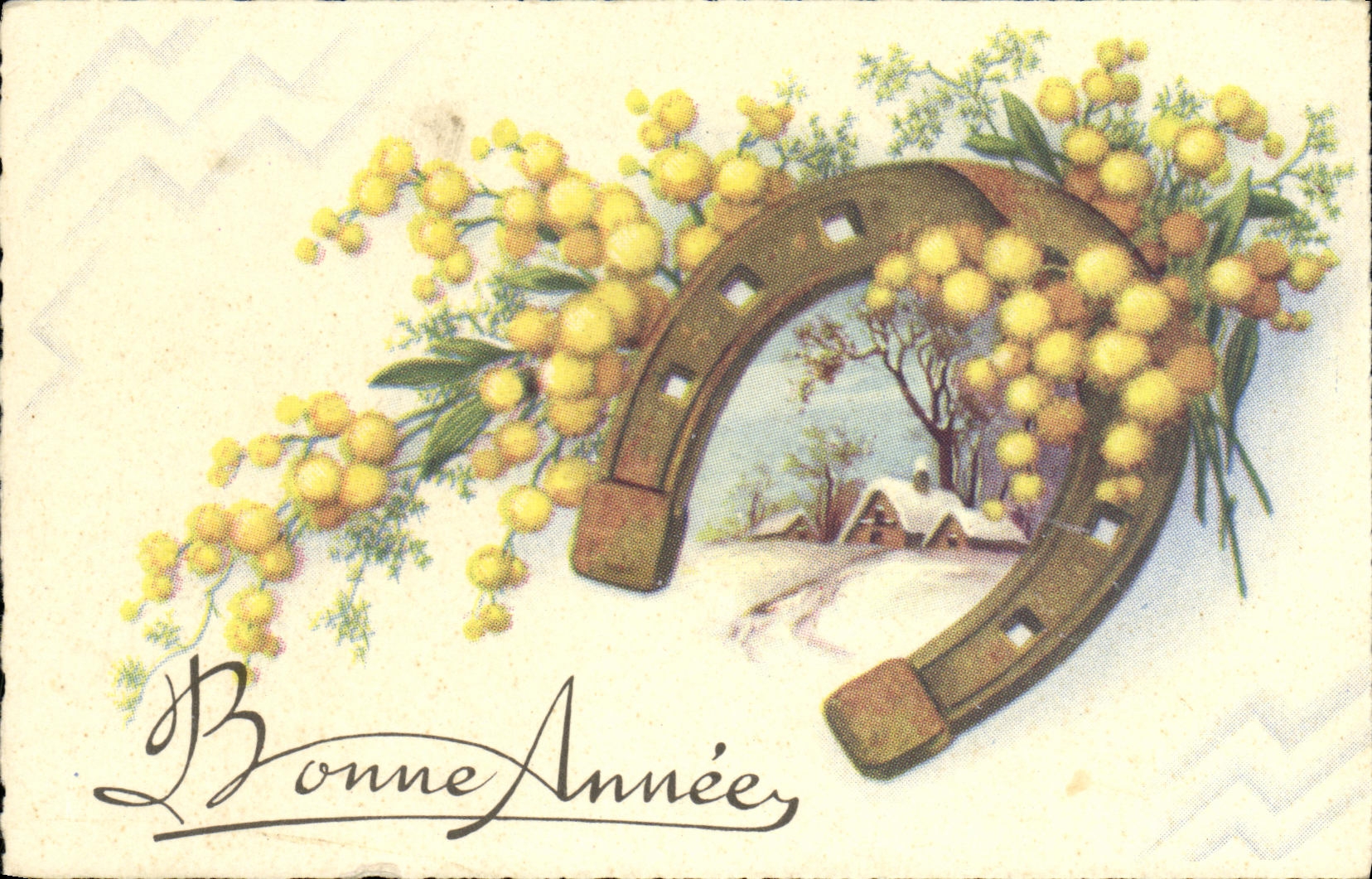 CPA Fantaisie Fleurs Fer a cheval 