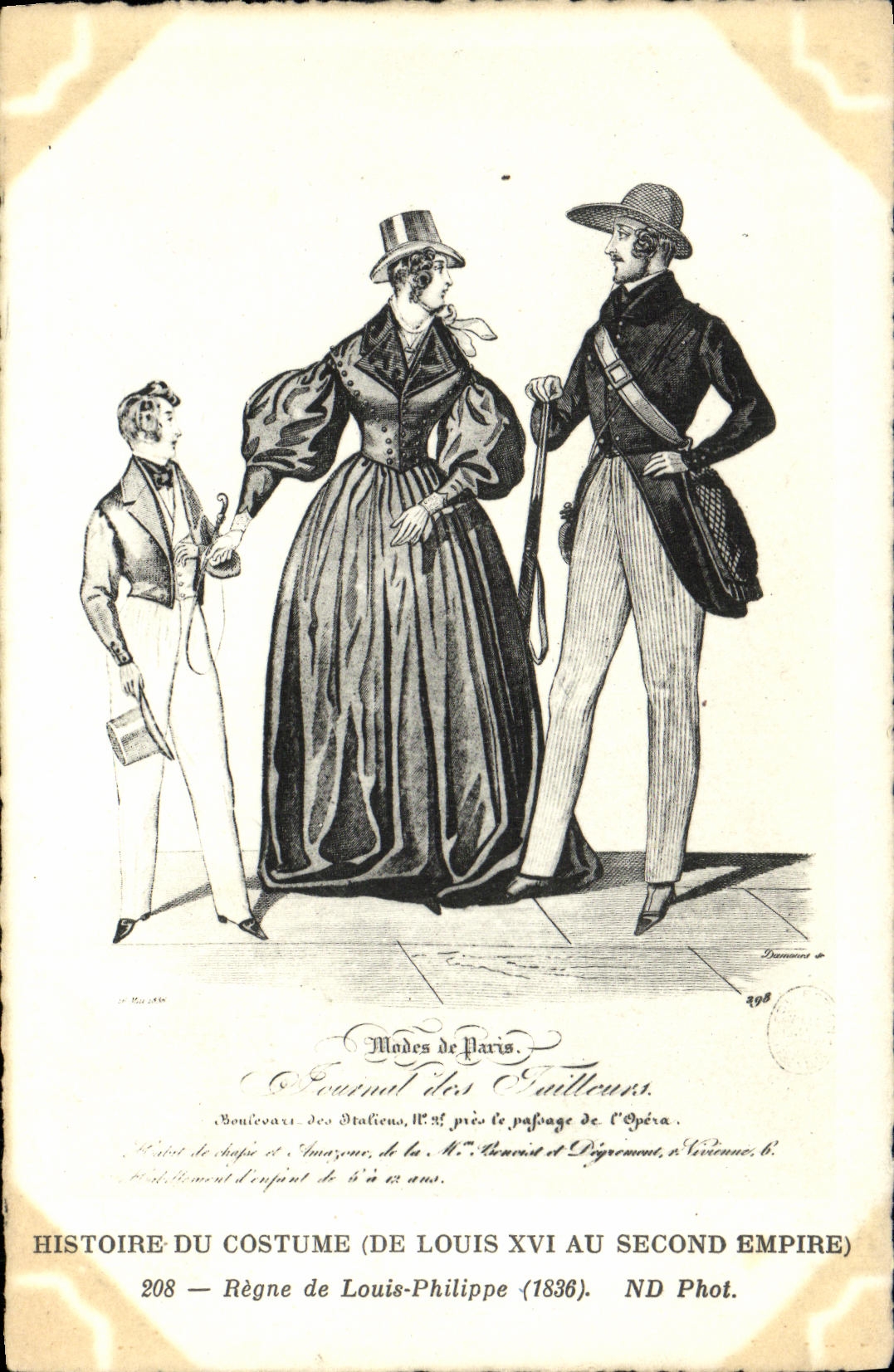 VINTAGE POSTCARD Costume Reigns of louis Philippe 1836