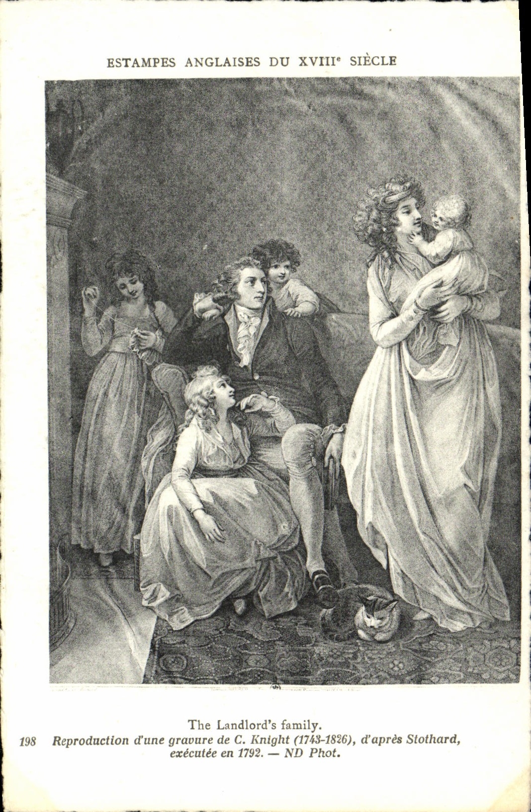 VINTAGE POSTCARD English Prints 18th The landlord' S family Knight Stothard