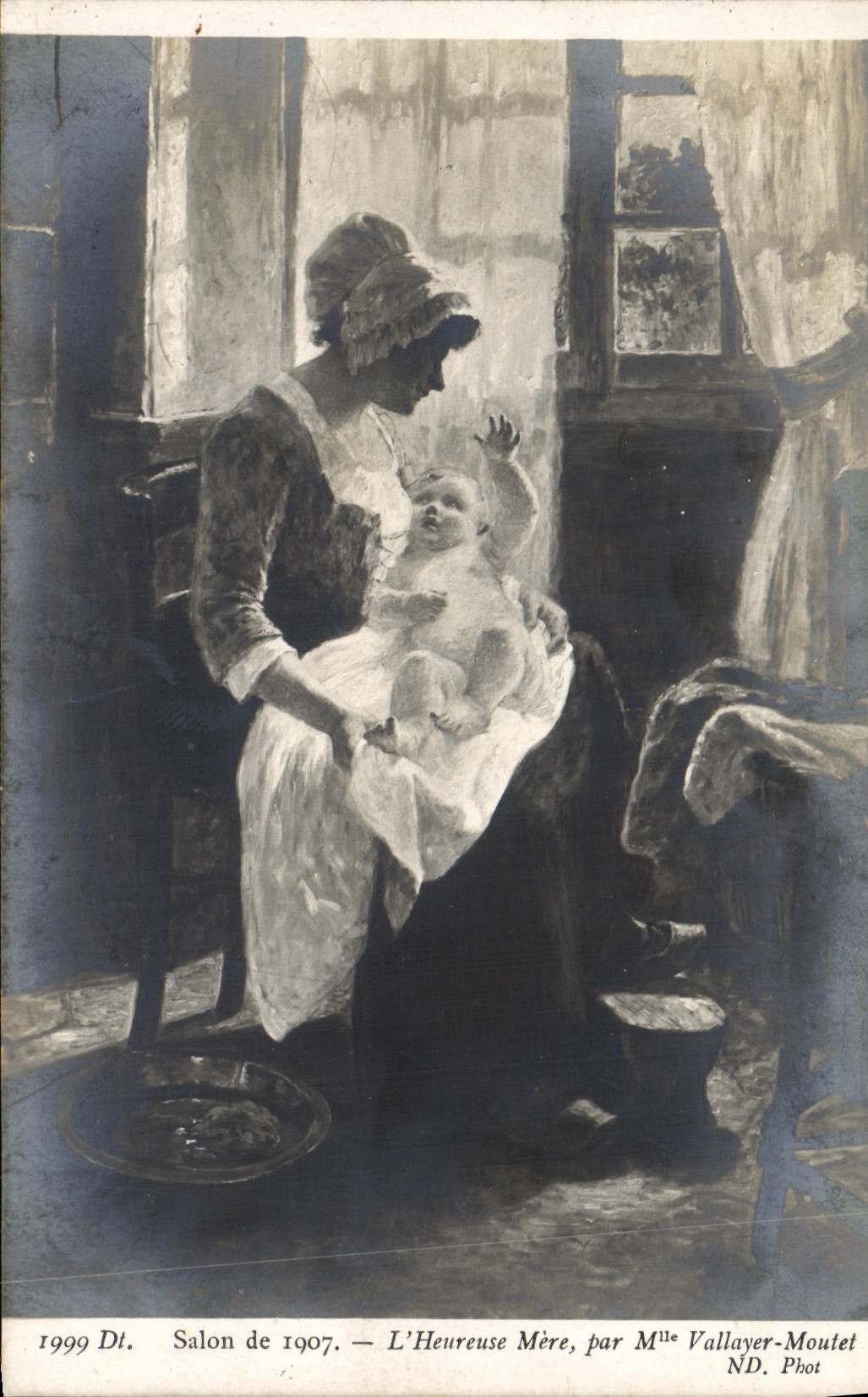 VINTAGE POSTCARD Living room 1907 the happy Mother Vallayer Moutet