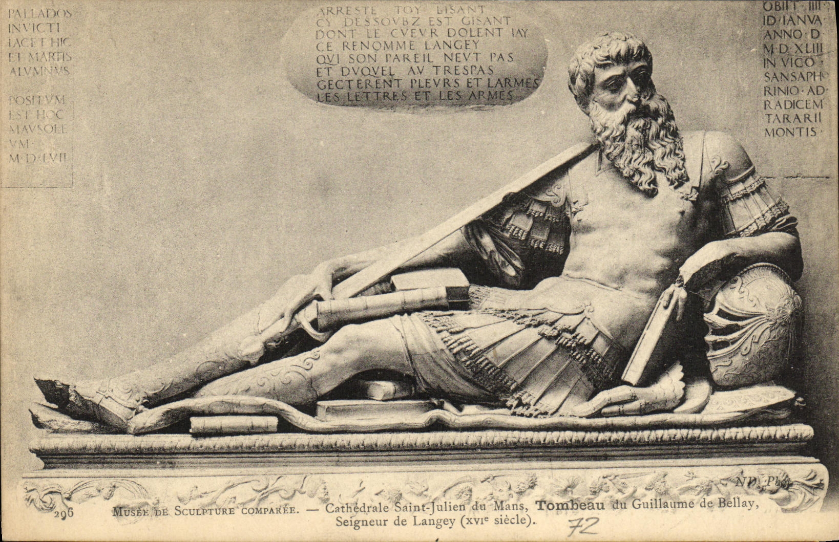 VINTAGE POSTCARD Cathedral Saint Julien de Mans Tomb of Guillaume de Bellay Lord of Langey