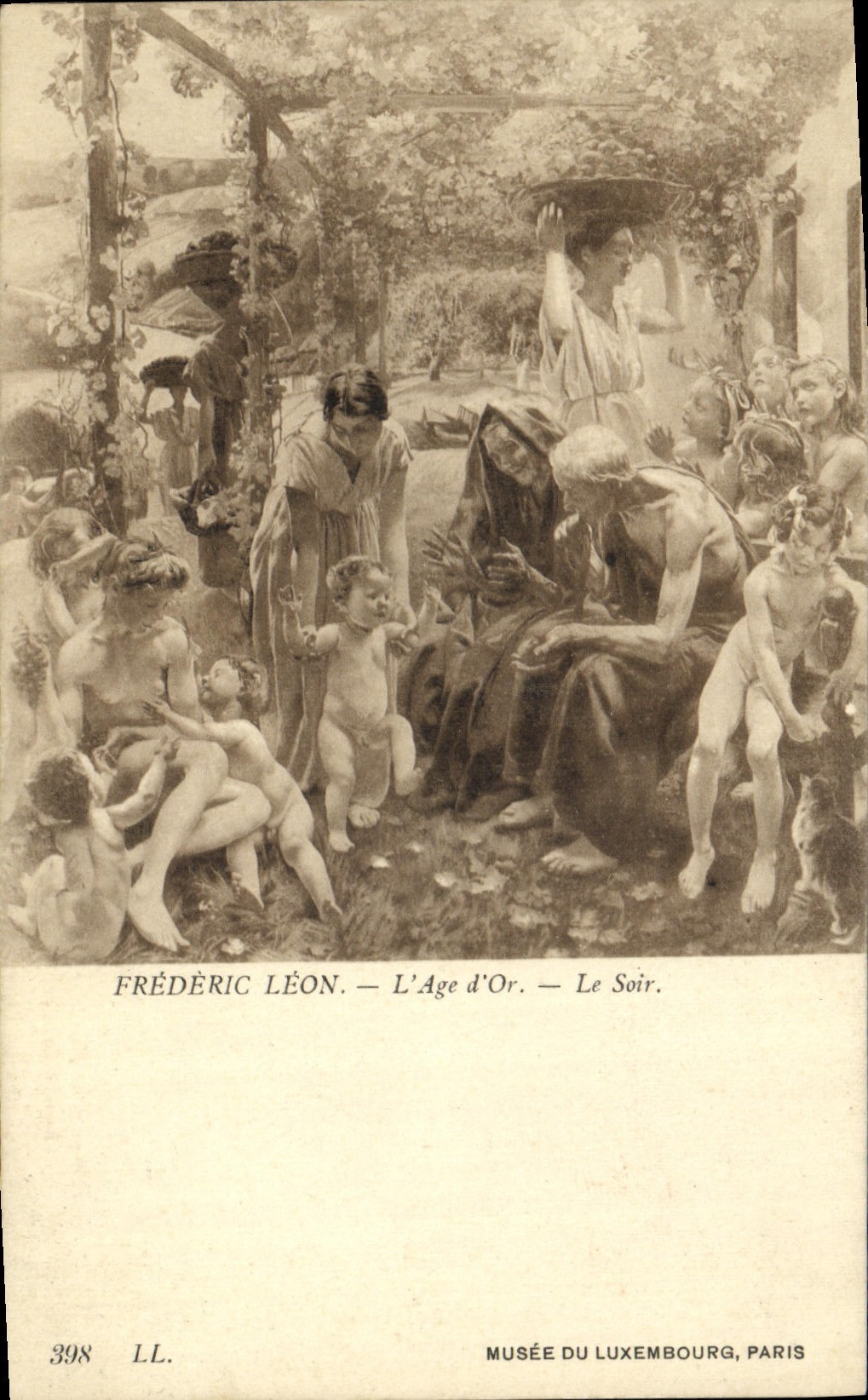 VINTAGE POSTCARD Frederic Leon the old one of gold the evening Museum of Luxembourg Paris